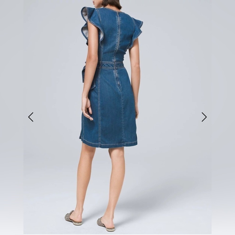 White House Black Market Blue Wrap Tie Front Mini Dress - Picture 11 of 12